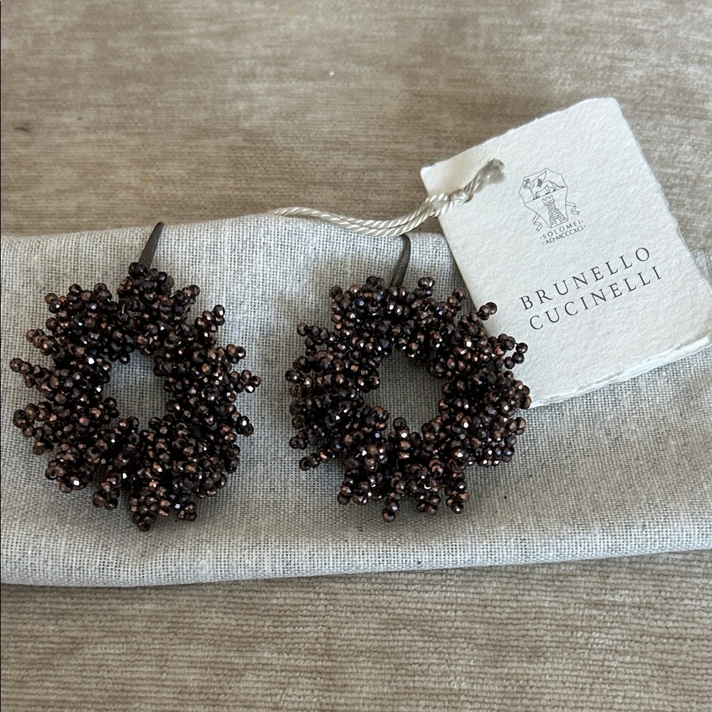 Brunello Cucinelli Dark Brown Cluster Earrings